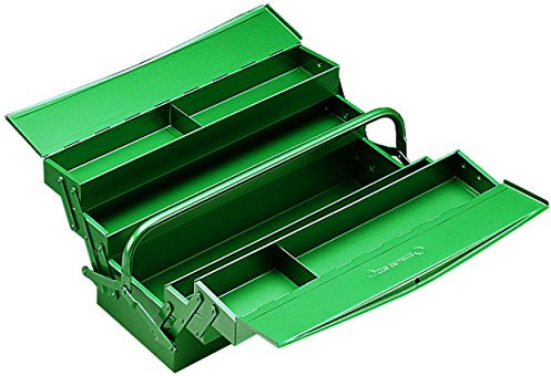 STAHLWILLE 446/08 Tragekasten zur Werkzeugaufbewahrung l Robuste Werkzeugkiste aus Stahlblech mit 5 Fächern l 530 x 200 x 200 mm