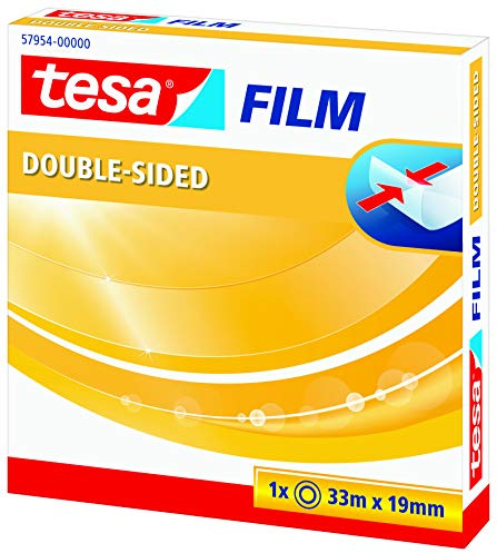 tesa 57954 - Ruban adhésif double-face Spécial Photos | Ruban adhésif double face transparent - Pour fixer discrètement photos, papier et cartons légers - Facile à dérouler