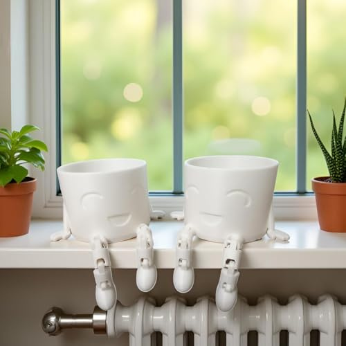 Flourish Happy Planters Flexi Legs, For Real Flowers or Artificial Ornaments for Living Room, Window Sill, Home Accessories, Pair