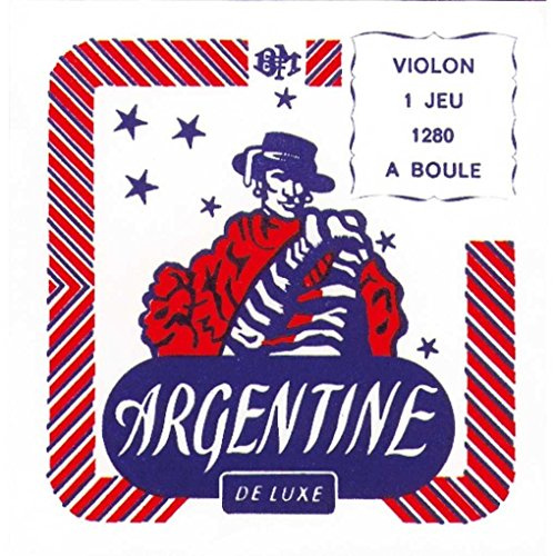 ARGENTINE - 1280 Lot de 4 cordes BALL END violon Set de cordes pour violon avec balle, son clair et brillant