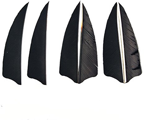 SHARROW 50 Stück Bogenschießen Naturfedern Pfeilfedern 3 Zoll Feder für Pfeil Fletching (Schwarz)
