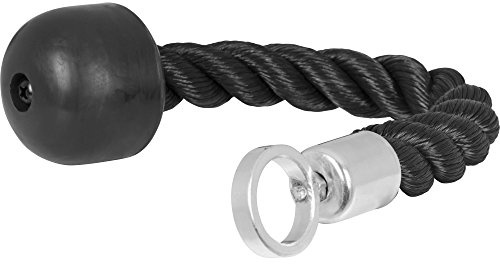 GORILLA SPORTS® Einhand-Trizepsseil 30 cm mit Drehgelenk, bis 120 kg | Schwarzes Nylonseil mit verchromter Öse und flexiblem Griff für Kabelzug, Seilzug sowie Bizeps- und Trizepstraining