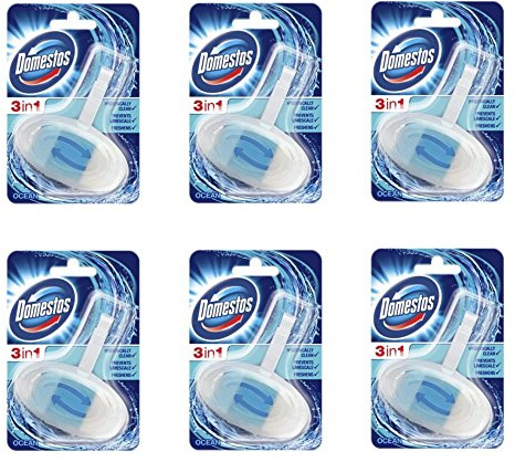 Domestos Toilet Rim Block 3 in 1 Ocean Bathroom Cleaning Limescale Freshen Scent (6 Packs)