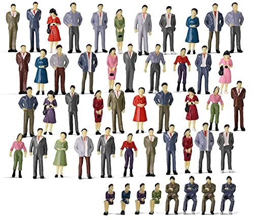 P50 Model Trains Architectural 1:50 Painted Figures O Gauge Sitting and Standing People for Miniature Scenes New (50PCS)
