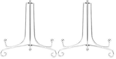 Tincogo Lot de 2 Argenté Métal chevalets Porte Assiette Présentoirs Décoratifs en pour Photo, Cadres pour Image, Livres de Cuisine, Assiettes décoratives, Tableaux et pièces d'Art,5 Pouces