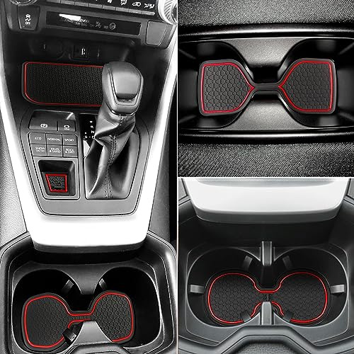 Auovo Lot de 14 Tapis Anti-poussière pour Toyota RAV4 2024 2023 2022 2021 2020 2019 personnalisés pour Porte-gobelet de Voiture (Rouge)