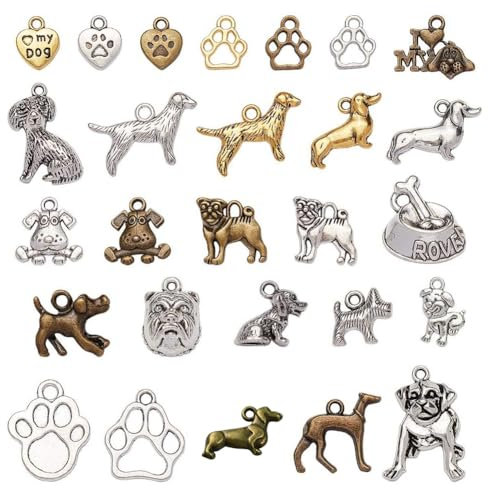 nbeads 120g Random Mixed Dog Charm Anhänger, Hundethema Tibetische Art Haustierlegierung Tierschmuck Kettenanhänger Für DIY Basteln, Gemischten Stil