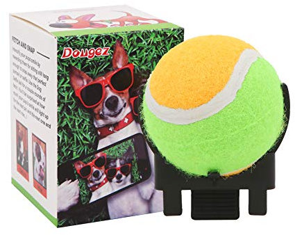 Geluode Pets Selfie Stick Clip Ball,6.5cm Tennis Phone Attachment for Dog Pet Agility Training Photo Ball Puppy Photographing Interaction Toy