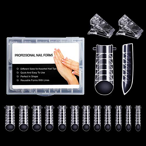 BNG 120 st genomskinliga dubbla nagelformer system helt skydd poly nagelförlängning gel nagelform toppar 12 storlek med skala