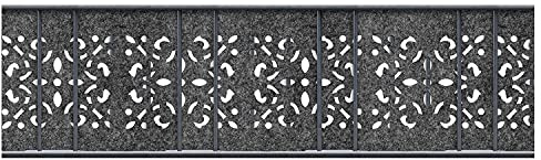 PerfectHD Zaunsichtschutz - Sichtschutzstreifen für Doppelstabmattenzaun - 19cm - Grau - Einzelstreifen Laser - 2,6m - Florenz Ornament