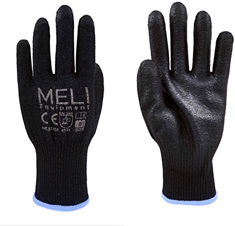 Meli Equipment 5 Paar Arbeitsschutzhandschuhe Schwarz Gartenhandschuhe Schnittschutz-Handschuhe für Arbeit Garten und Küche griff- und rutschfest TÜV-geprüft in Größen S/M/L/XL/XXL (XXL / 11)