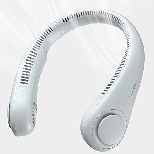 JISULIFEVentilador de cuello portátil, personal recargable con batería de 4000 mAh, sin hojas, diseño para auriculares