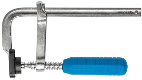 HÖGERT TECHNIK – skruvklämma spännvidd 160 mm x 80 mm F-klämmor rostfritt stål tving, spännkraft 200 kg, klämmor exakt fixering av träarbetsstycken Weldinger spännverktyg
