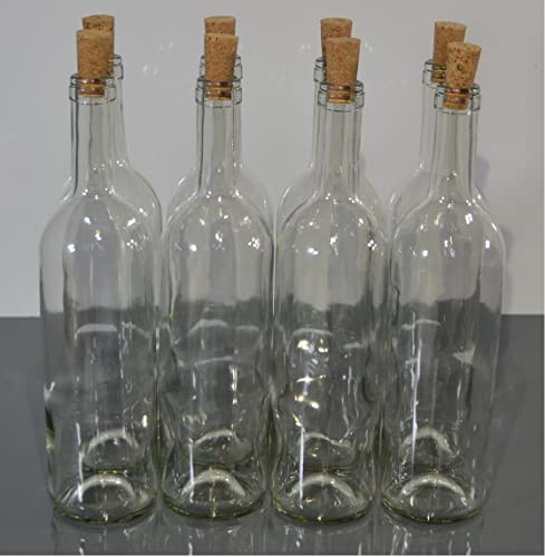 Lot de 24 bouteilles de vin vides en verre transparent, avec bouchons, contenance de 750 ml