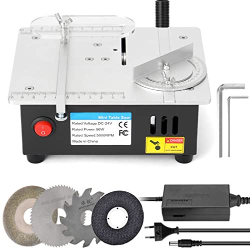 Sierra De Mesa 96W, Mini Sierra Circular Velocidad Y Ángulo Profundidad De Corte Ajustable 15Mm Para Madera Sierra De Mesa De Precisión Multifuncional Para Corte De Acrílico Madera Y Plástico
