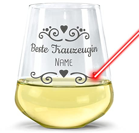 Trinkglas mit Gravur für die beste Trauzeugin - mit Name personalisiert, Hochzeitsgeschenke für Trauzeugen | Individuelle Gravur, 400ml