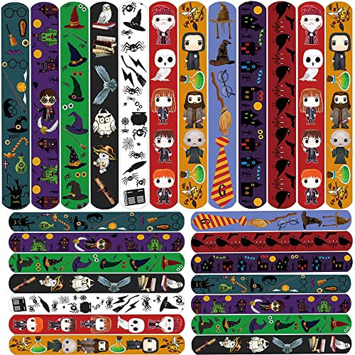Lcnjscgo 50Pcs Wizard Schiaffo Braccialetti Harry Braccialetti Regalo per feste Bomboniere Magia A Tema Partito Forniture per Bambini Compleanno Festa di Halloween Borse Goody Filler