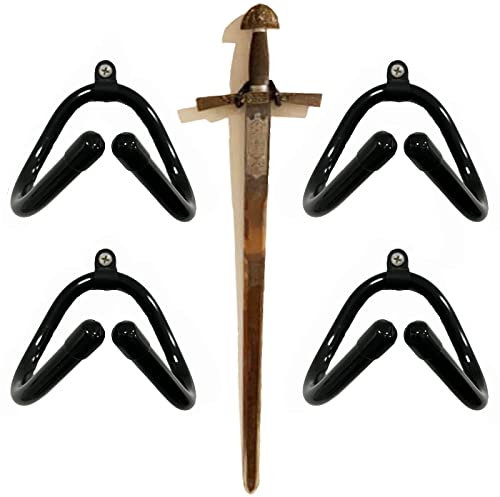 pmsanzay 4 Pack Mini Adjustable Sword Wall Mount Hook Display Hanger Rack - Strong & Flexible so they fit every different shape and size.for Sword,Dagger,Axe,broadsword,Keyblade, etc- No Sword