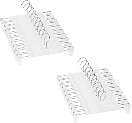 Lamitocs Set di 20 Grucce, con 2 clip antiscivolo e regolabili, girevole a 360 gradi con gancio Grucce per Pantaloni, per Gonne, Calze, Camicie, traslucidi