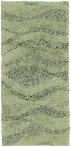 RugVista Badematte Breeze, 50 x 100 cm, Rechteckig, Mittelflor, Anti-Rutsch, Moderner Badteppich, Maschinenwaschbar bis 30°C, 100% Baumwolle, Grün
