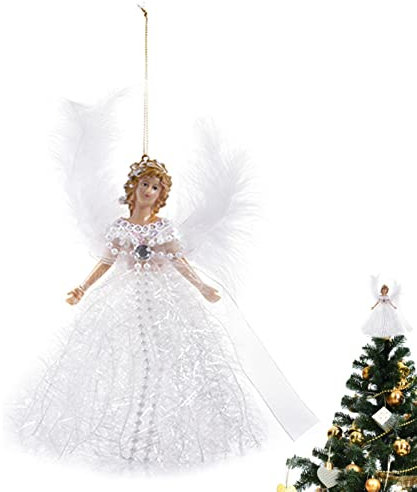 Aizuoni Hängende Engelspuppe - Weihnachtsengel Hängender Anhänger | Weihnachtspuppe Hängender Weihnachtsengel-Anhänger Christbaumschmuck Fee Engel Mit Flügel Für Baumschmuck
