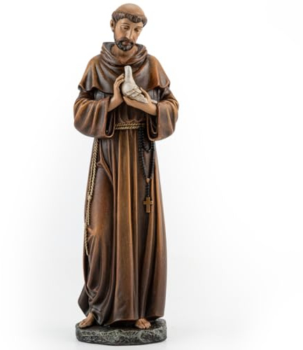 BC Catholic Saint Francis Statue, 6 H St Francis Patron Saint of Nature, Inspirational Garden Figure,Religious Gift, Devotional Home Décor,Renaissance Sculpture Handmade by Buildclassic
