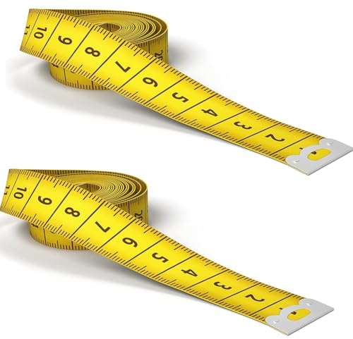 2 pezzi metro a nastro per cucito, metro corporeo, metro a nastro bifacciale 3 m, giallo, per sarti, artigiani, famiglie