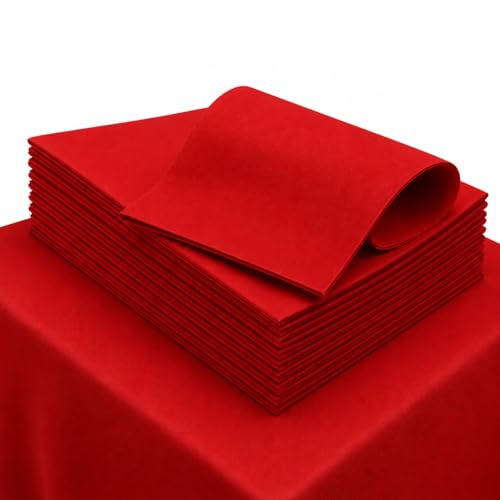 MAQA Lot de 25 nappes en TNT 100 x 100 cm, nappes en tissu non tissé anti-taches, jetables, élégantes pour restaurants, traiteurs, fêtes, événements et cérémonies, rouge