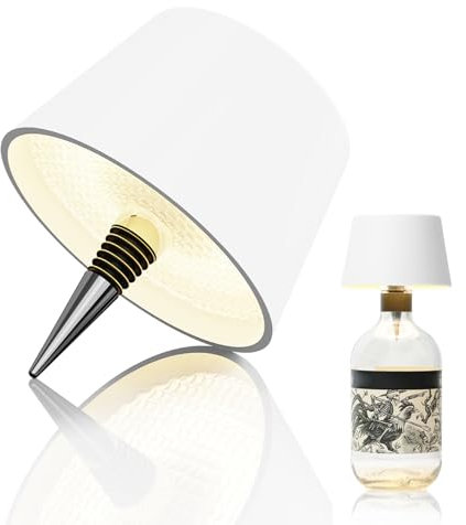 MU LIN Wiederaufladbare Flaschenlampe, kabellose Tischlampe, Touch-Steuerung, 3 Farbtemperaturmodi, dimmbar, für Wohnzimmer, Restaurant