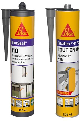 Sika - SikaSeal-110 Menuiserie & Vitrage, Anthracite, Mastic Silicone Neutre Professionnel & lex 11 FC Purform Gris Béton, Mastic, joint et collage multi-usages, mastic-colle multi-supports