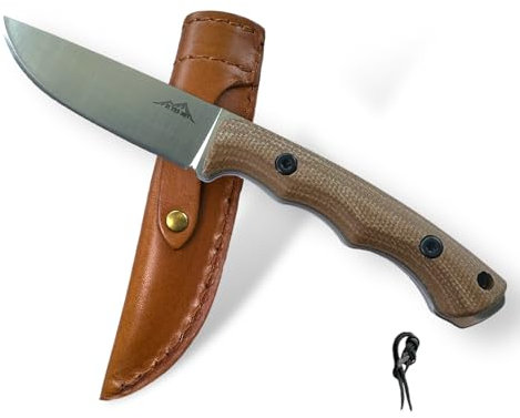 SK Wild Ones® Neck Knife Messer - Outdoor Neckknife Survival - Jagdmesser feststehende Klinge - Echtleder Holster Gürtelmesser & Micarta Griff - EDC Outdoor Messer - 440 C Edelstahl Borni