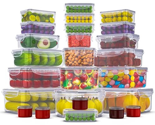 50 Pcs Large Food Storage Containers with Lids Airtight-2500ML to Sauces Box-Total15.5L Stackable Kitchen Bowls Set Meal Prep Containers-BPA Free Leak proof Plastic Lunch Boxes-Freezer Microwave safe
