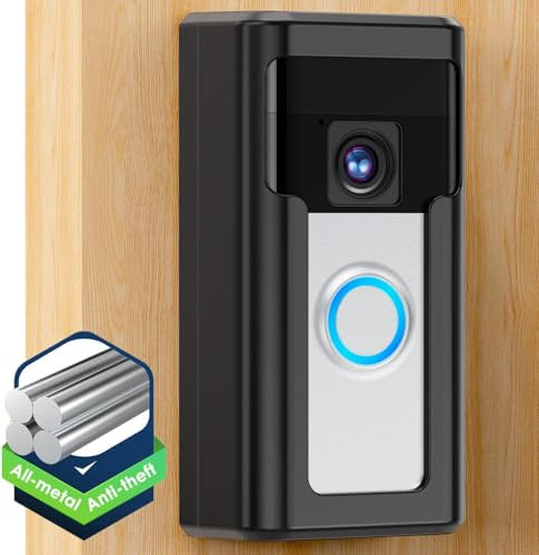 Liwin All-Metal Adhesive Video Doorbell Mount Compatible with Ring/Blink Wireless Video Doorbell, No-Drill Mounting Bracket Wedge Adapter Holder Accessories for Home Rentals, Black