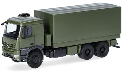 Herpa LKW Modell Mercedes-Benz Arocs 6x6 Pritsche/Plane, undekoriert, Miniatur im Maßstab 1:87, Sammlerstück, Made in Germany, Kunststoff