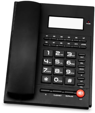 HYTROVE Téléphone Fixe pour Bureau Appel Attente Écran Clair Volume Conception