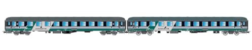Rivarossi Hr4376 Fs, 2-Enhetspaket Uic-X Liggvagnar Typ 1968, Xmpr-Livery, Ep. V Passagerarbussar