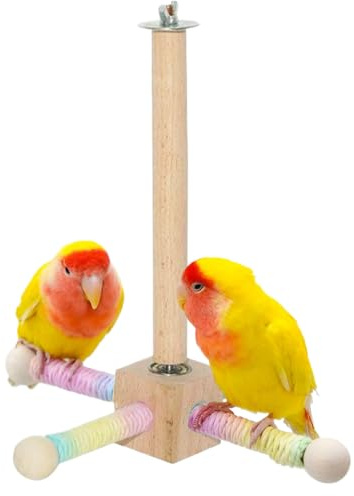 Cage à Oiseaux Perche, Perche à Oiseaux pour Cage – Cockatiel Perch – Jouets en Bois rotatifs à 360 degrés pour Cage intérieure d'extérieur – Viaries de Voyage – Coop de Poulet – Élevage – Visites