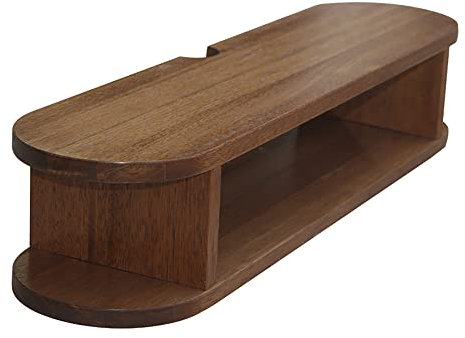 LFONDIGE Mueble de TV de Madera Maciza con diseño de Almacenamiento Abierto, para Montar en la Pared, con Orificio para Cables, Ideal para Salas Multimedia y de Entretenimiento, Nogal, 100 cm