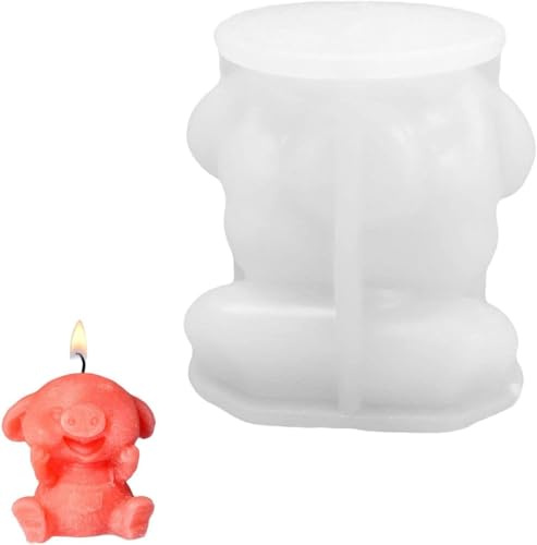 Selecto Bake Molde de silicona con diseño de cerdo – Molde de silicona 3D para velas, molde de jabón de silicona de grado alimenticio, molde epoxi, pastel de fondant, aromaterapia, fabricación de