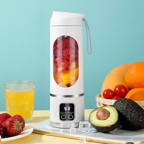 Mini mélangeur électrique portable USB de 450 ml pour shakes, smoothies et broyage de glace, 12 lames en acier inoxydable, 18 K tr/min, de qualité alimentaire, rechargeable par USB-C (blanc)