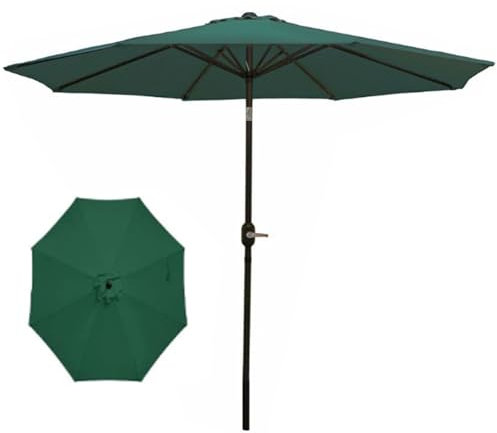 Ombrellone da Spiaggia e Esterno Giardino parasole, per esterni, rotondo, con 8 robuste stecche, con manovella e meccanismo di inclinazione, per patio, spiaggia, piscina, prato, terrazza pos