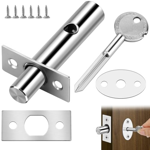 Lunhoo Stainless Steel Door Security Bolt, Mortice Door Lock with 1 Matching Key Suitable for Internal Wooden Doors, Fire Doors, Tube Well Doors, Dead Bolt