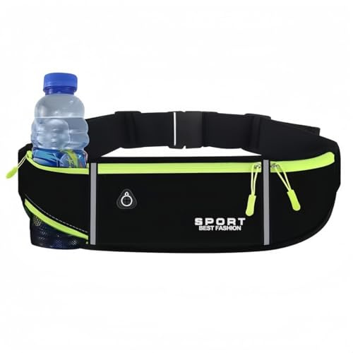 Vyloky löpbälte sportväska – 6 färger, justerbar (42–124 cm), 3 fickor, hörlursutgång för fitness och utomhus, svart, Modern stil