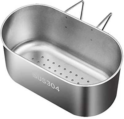Stainless Steel Sink Drain Strainer Basket, Multifunction Hanging Sink Strainer Colander Drain Basket for Filter Kitchen Sinks Food Waste and Vegetables Fruits Clean, 18x10x9cm (Silver)