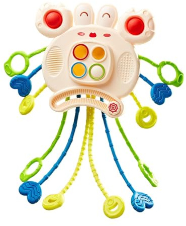 Jouets montesori pour bébés - Soutien au développement sensoriel, entraînement de la motricité Fine avec Une Corde à Tirer | Jouet éducatif précoce sur thème du Crabe pour développer la flexibilit