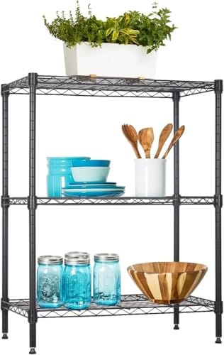 BestOffice 58Lx33.5Wx76.7H Adjustable Metal Storage Shelves 3Tier Commercial Wire Shelving Unit Organizer Wire Rack 450Lbs Capacity Small Places Kitchen Garage | NSF Metal Large Storage Shelves Heavy Duty Height Adjustable Grade Steel Utility Layer Shelf Rack Organizer 450kg Capacity