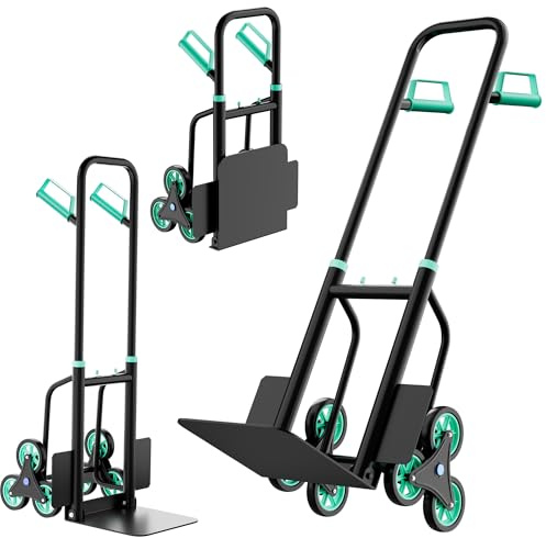 Stair Dolly Hand Truck, 440LB Capacity Appliance Dolly for Stairs with 6 Non-Slip Wheels, Heavy-Duty Moving Dolly for Furniture, Boxes, Groceries, Warehouse & Residential Use