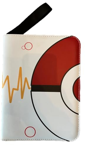 Sammelalbum für Sammelkarten – 9 Taschen pro Seite, Platz für 900 Karten – Kartenmappe mit Reißverschluss & Griff – Design “Rot-Weiß Kugel” – Für Kinder & Sammler