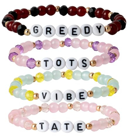 KINFERTE for Tate Mcrae Merch Inspired Bracelets Concert Outfit Album vinyl Poster Shirt 4 Sets Stackable Stretch Friendship Bracelets Merchandise Jewelry Birthday Gifts for Fans Women