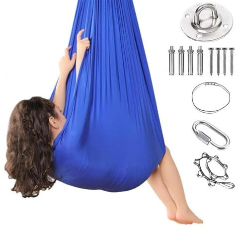 Wizvox 𝐘𝐨𝐠𝐚 𝐬𝐜𝐡𝐚𝐮𝐤𝐞𝐥 Swing 200 Kg Max. Tragfähigkeit Mit Beschläge -Tuchschaukel Geeignet, um Ängste abzubauen,Glück. (280 * 150CM),J